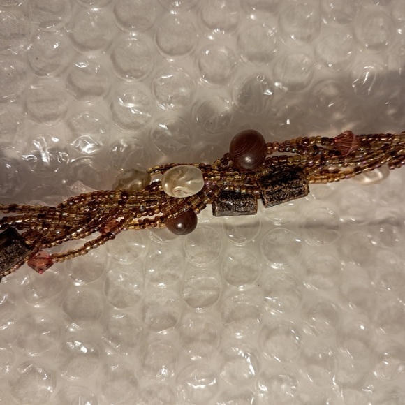 Mary Frances Beaded Satchel in Gold and Brown - Picture 7 of 7